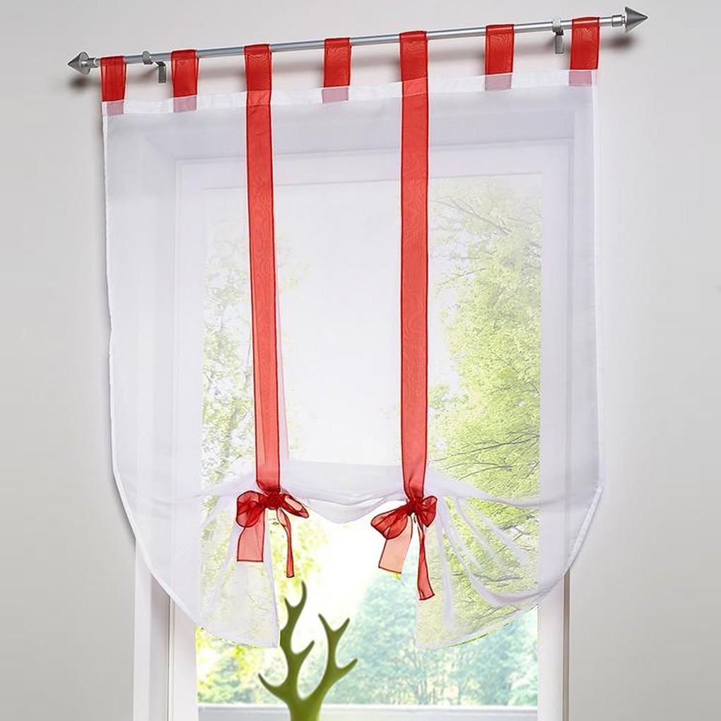 Lifting Voile Curtains Window Screening With Ribbons Window