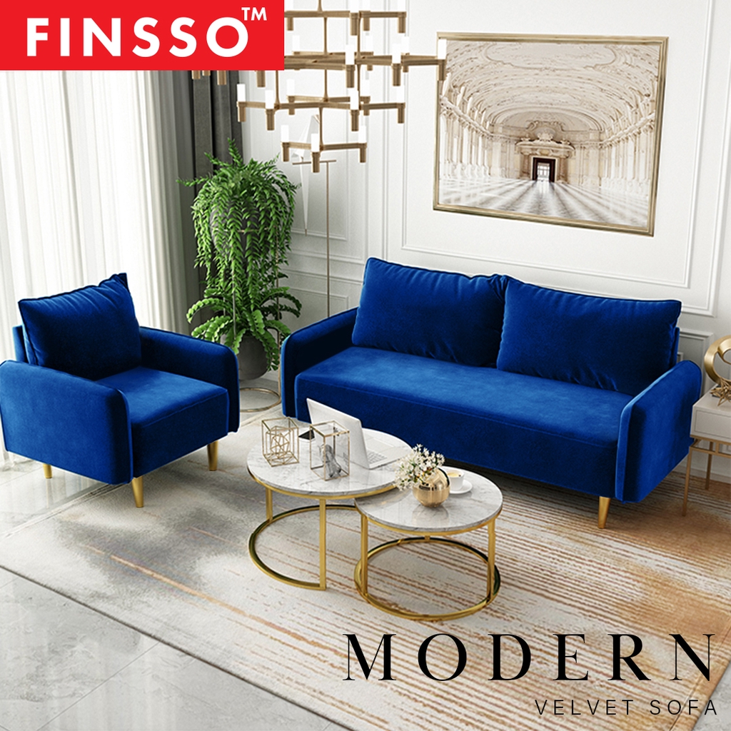 FINSSO: Randy Velvet Fabric Post Modern Luxury Sofa Set