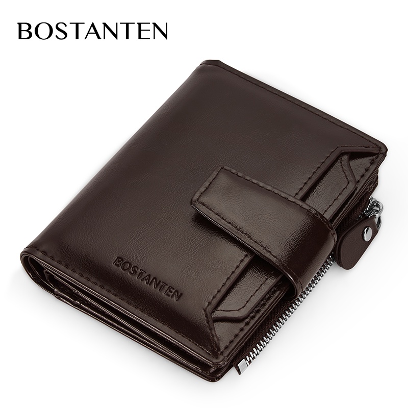 BOSTANTEN men's wallet pu leather wallet for men buckle style with box Christmas Gift