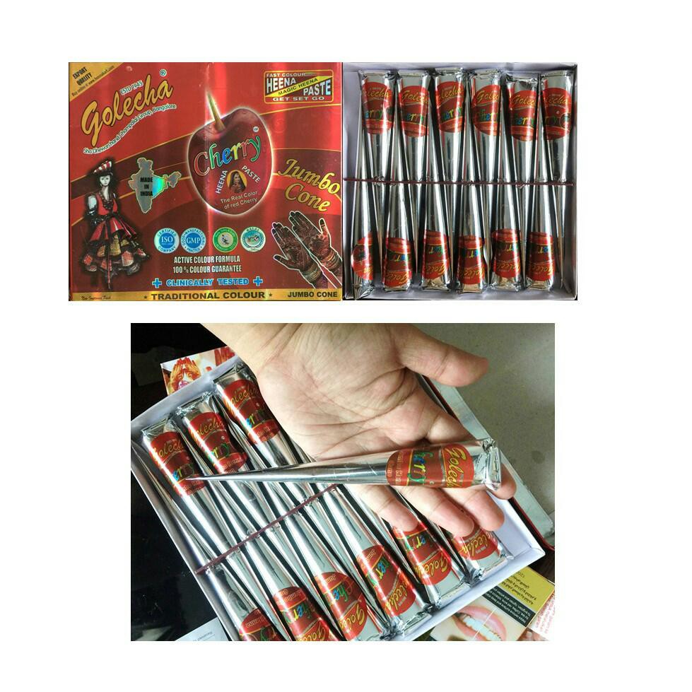 Golecha Cherry Henna  Jumbo Pack 12 Cones 1 box Shopee 