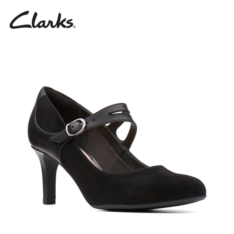 clarks black suede pumps