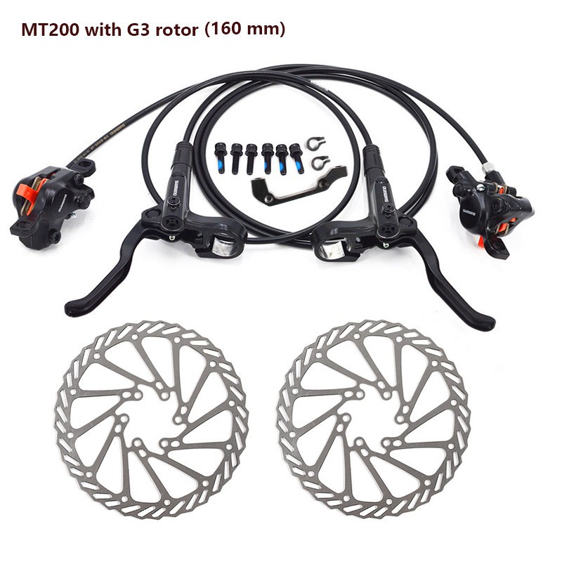 shimano mt200 mtb hydraulic disc brake set