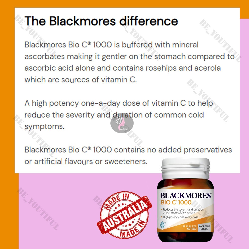 Blackmores Bio C 1000mg 31 Tablets Vitamin C Supplement Vitamin C 1000mg Health Supplement Shopee Malaysia