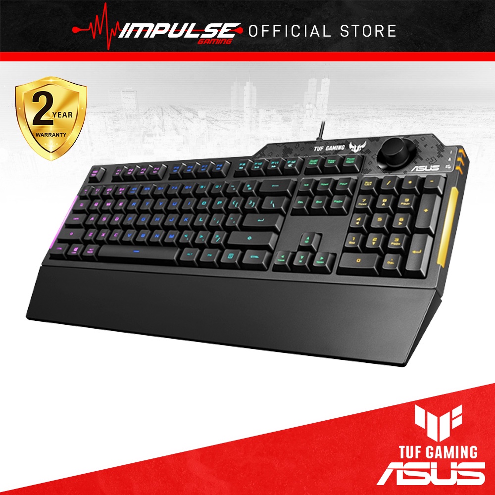 ASUS TUF Gaming RA04 K1 Keyboard RGB Keyboard With Dedicated Volume Knob, Spillresistance, Side