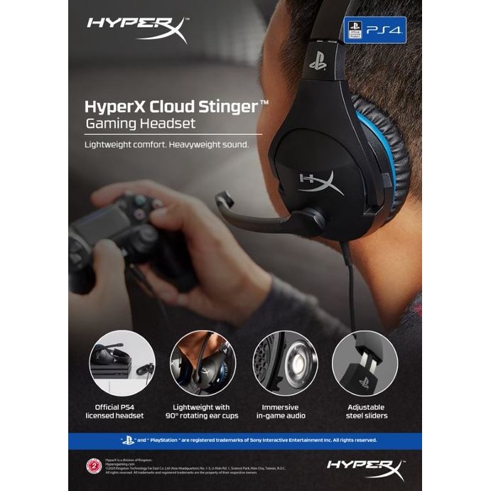 Hyperx Cloud Stinger Ps4 Gaming Headset Hx Hscss Bk As Official Ps4 Licensed Headset Shopee Malaysia