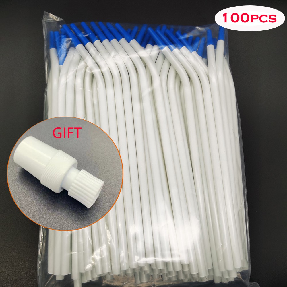 100pcs Disposable Dental Suction Tips Suction Tube Long Slim type with