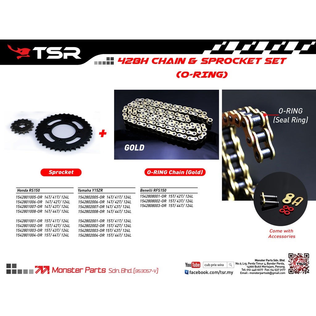 Tsr 428h O Ring Chain Sprocket Set Shopee Malaysia