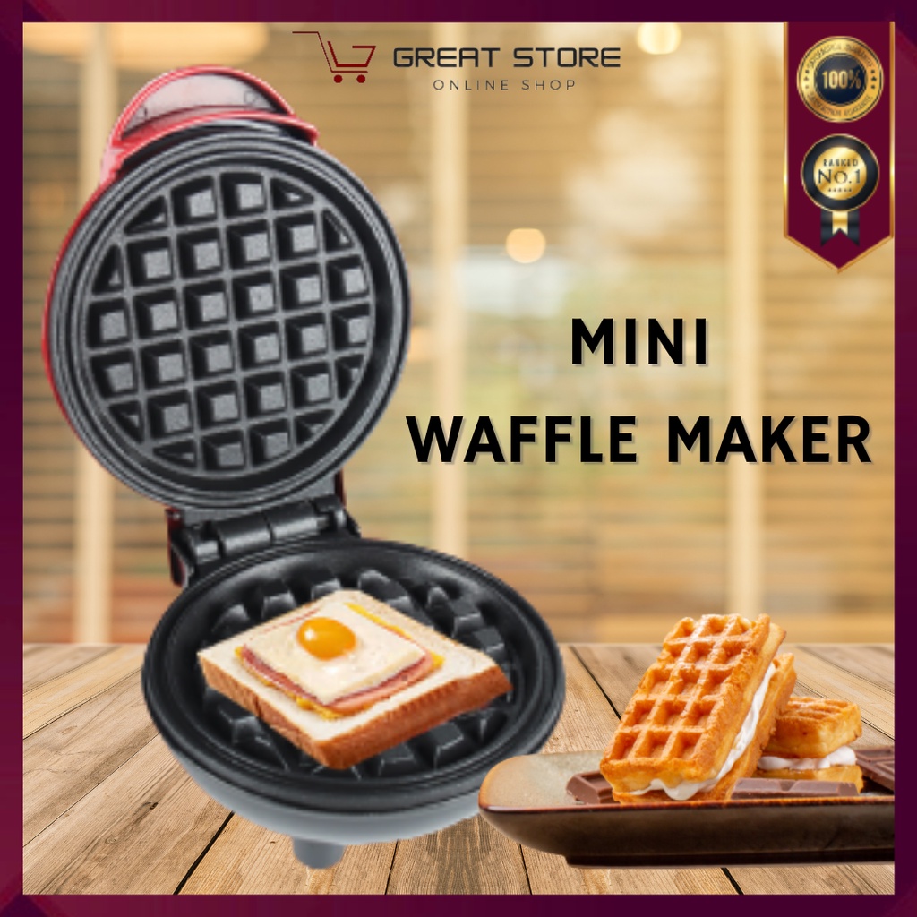 GS_Mini Waffle Maker Machine Electric Pan Egg Cake Baking Pot Kitchen Breakfast Pembuat Wafel Mesin 华夫饼机烤烘培厨房迷你工具懒人早餐机蛋卷