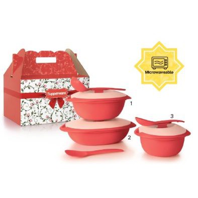 Tupperware Coral Blooms Serveware Set