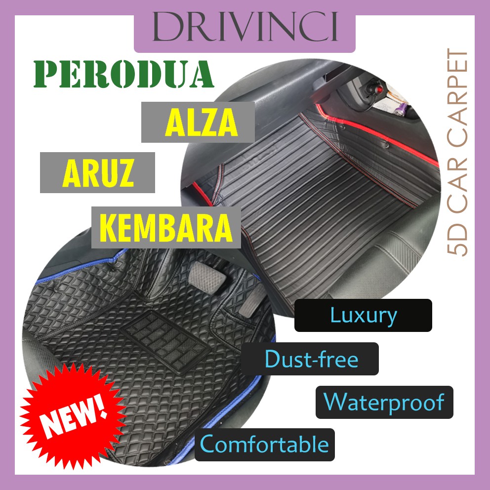 Perodua Alza / Aruz / Kembara 5D Car Floor Rear Front Mat 