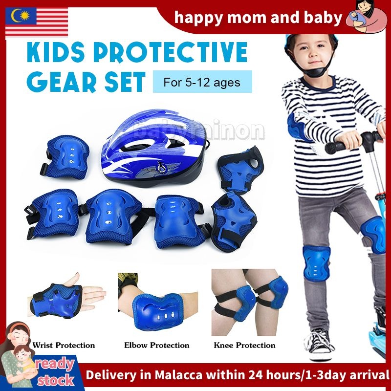 7pcs/Set Adults Youth Kids Safety Skating Bike Helmet Knee Elbow Protective Gear 