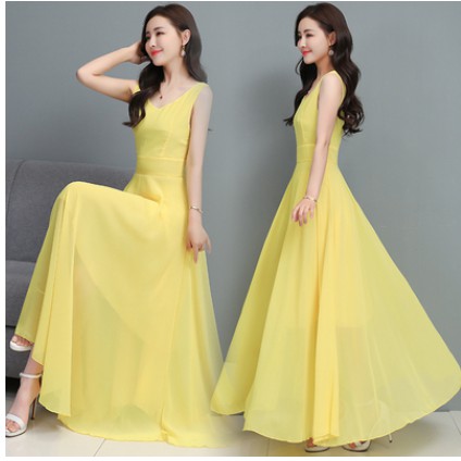 yellow colour long frock