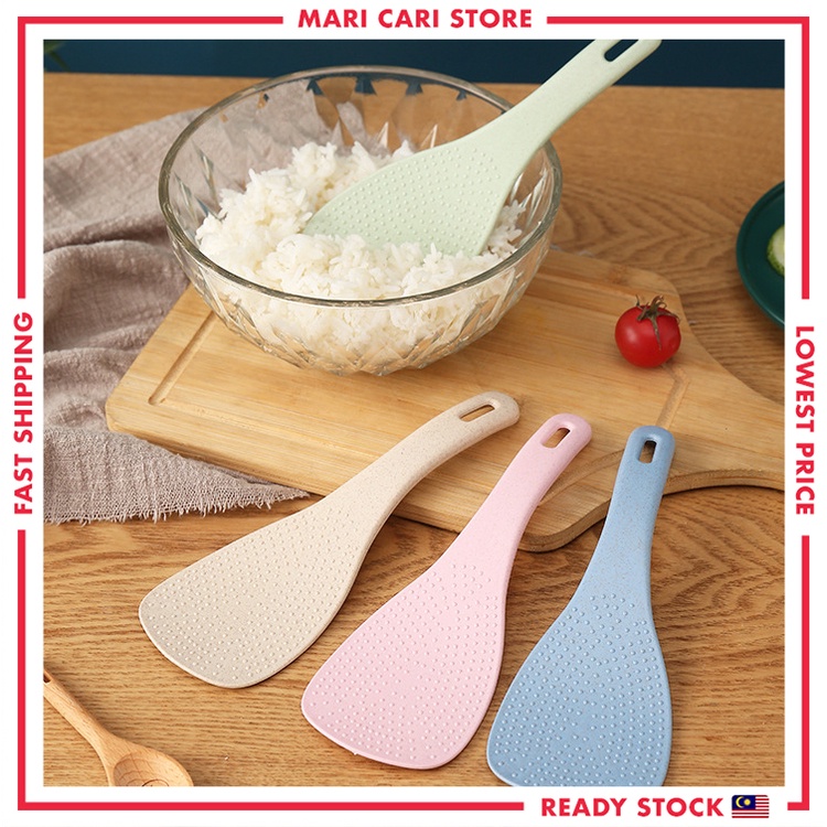 Rice Spoon Rice Scoop Eco-Friendly Wheat Stalk Senduk Nasi (Non-Sticky) Kitchen Rice Paddle Scoop Spoon