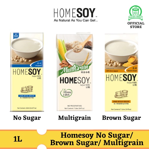 Homesoy Soy Milk Natural 1L No Sugar Brown Sugar Multigrain Soy Milk