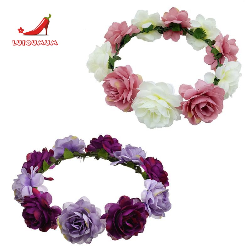 Fashion Women Wedding Hair Flower Garland Crowns Headband Floral