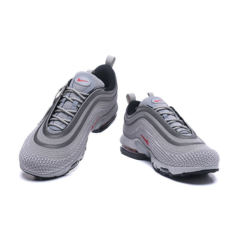 gray and red air max 97