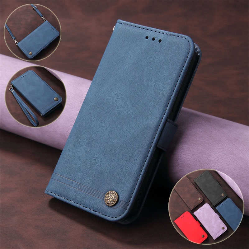 Long and Short Lanyard Casing Mi POCO C3 Redmi Note 9 10 Pro Max Lite 10S 10T 9T 9S 10X 9C 9A 9i Luxury Fashion Ultra Thin Card Frame Holder Magnetic Flip Leather Case Drop Proof Cover Messenger Bag