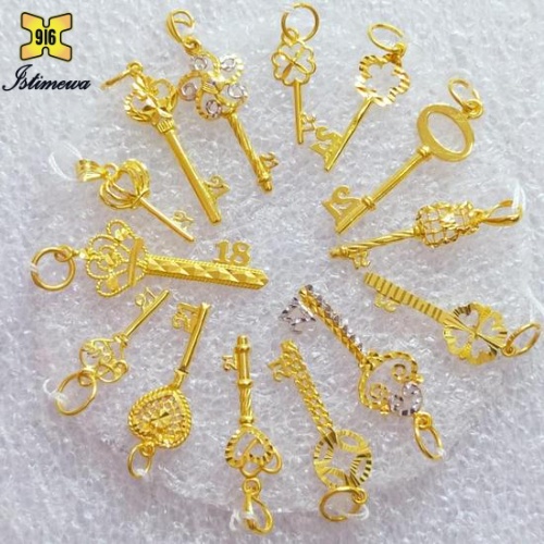 ISTIMEWA 916 Gold Key Pendants// Loket Kunci Emas 916