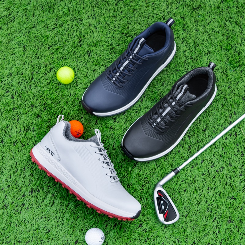 Men's Classic White Leather Shoes Waterproof Golf Shoes Men