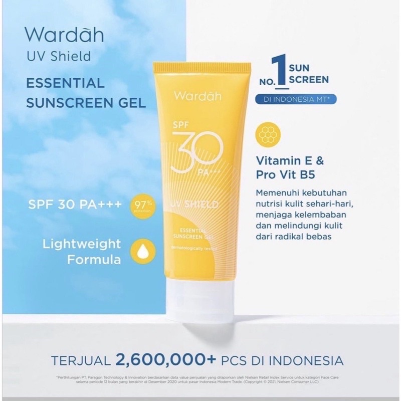 Wardah UV Shield Essential Sunscreen Gel SPF30 PA+++ 40ml | Shopee Malaysia