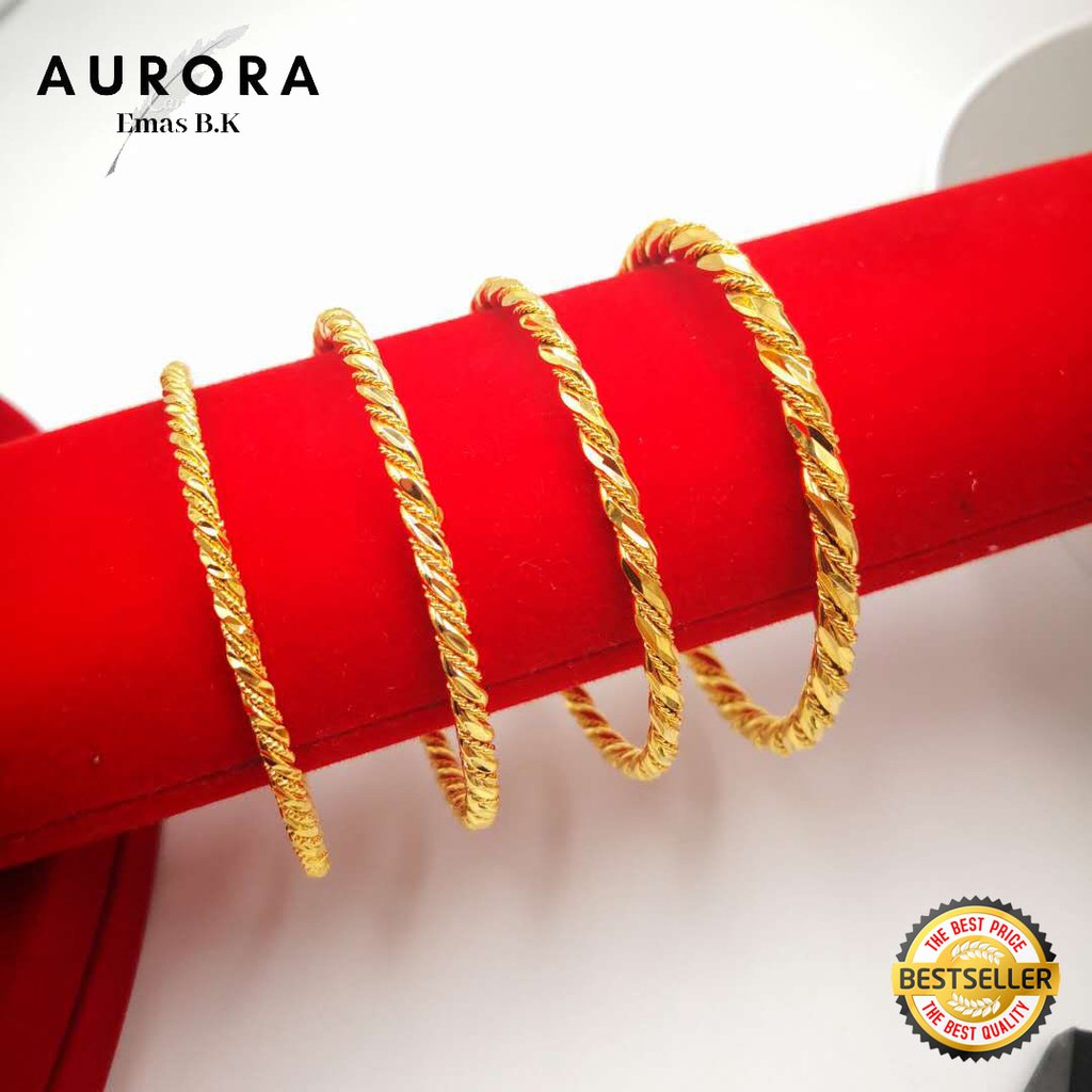 Ready Stock Cop 916 Gelang Tangan Bubut Lebar 0 3 0 4 0 45 0 5cm Emas Korea Gold999 9 Plated Bracalets