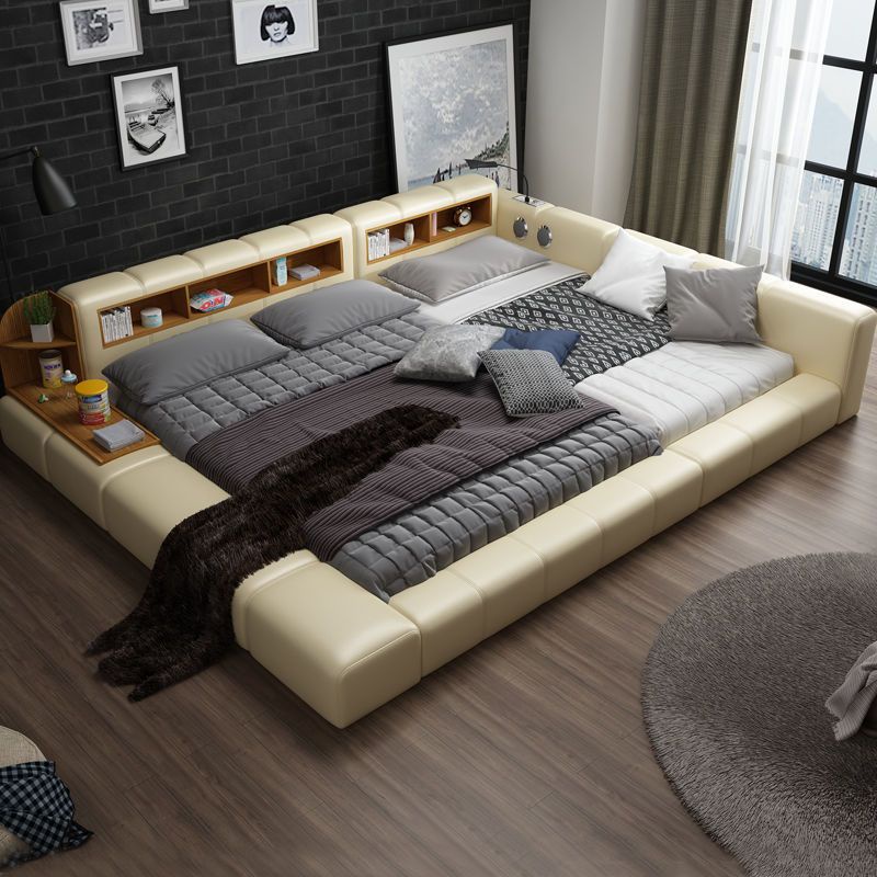Tatami bed leather bed smart modern minimalist master bedroom 1.8m multifunctional double storage child mother soft
