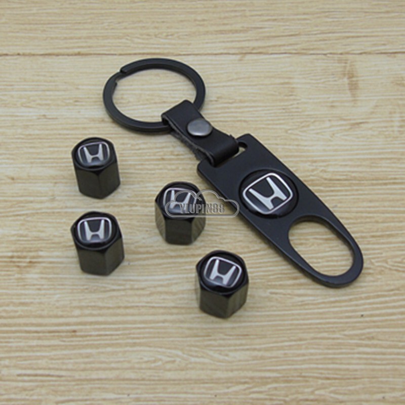 Details about   Honda Logo in Black on Shining Silver Aluminum Tire Valve Stem Caps 