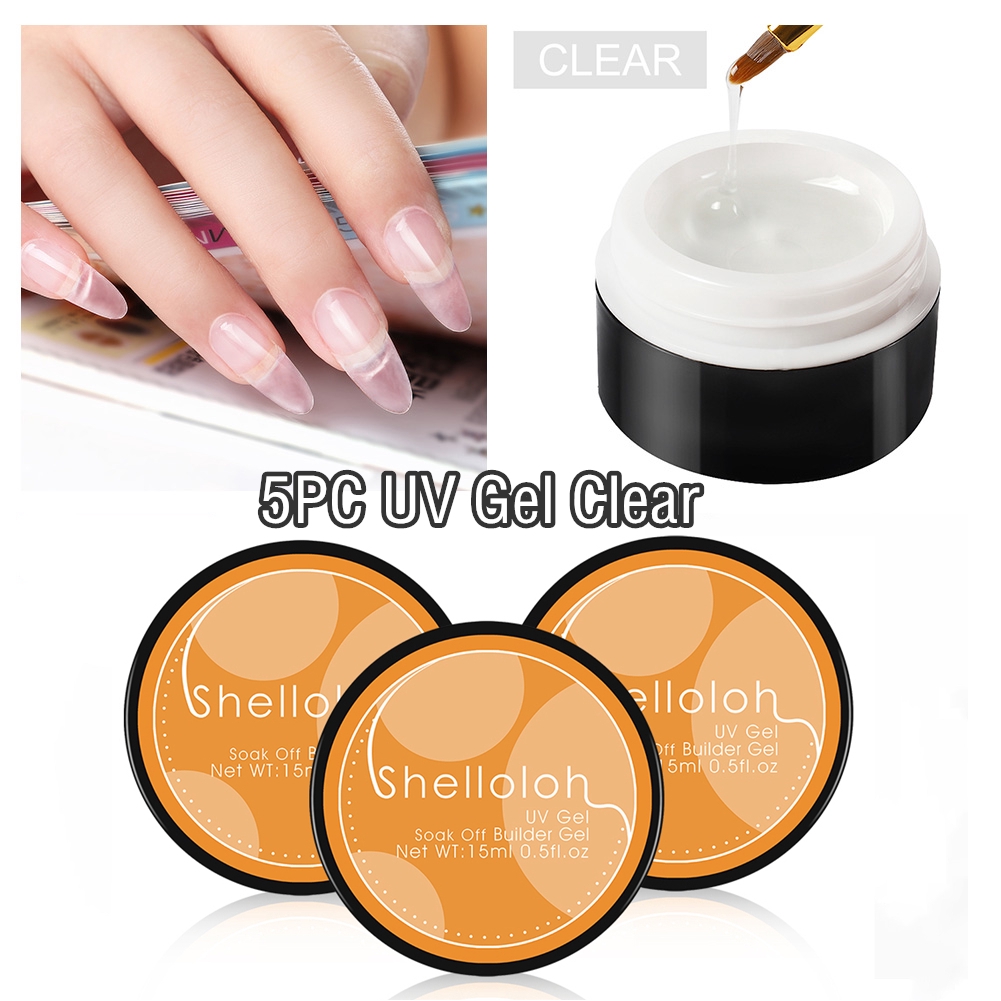 Shelloloh 5pcs Set Clear Uv Gel Acrylic Nails Kit 15ml Gel Nails Extension Glue Builder Gel Tips Shopee Malaysia