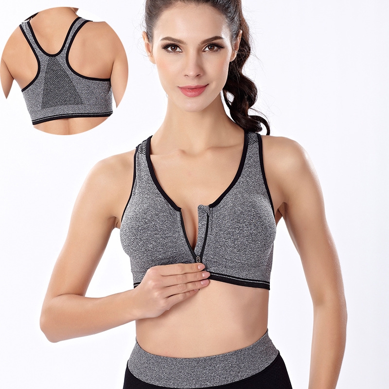 athletic bras zipper front