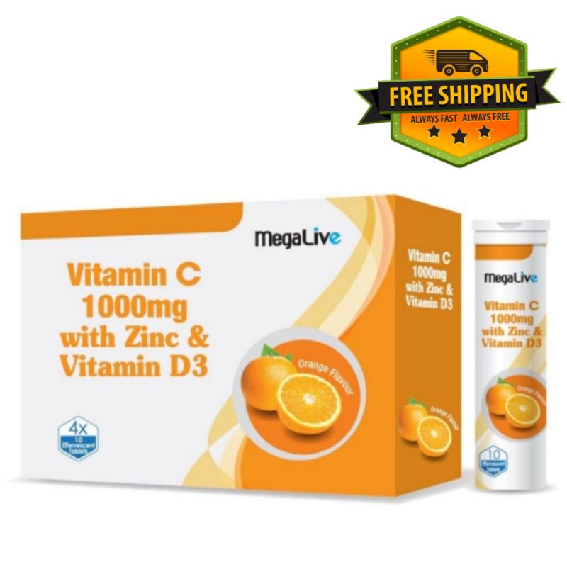 MEGALIVE VITAMIN C 1000MG WITH ZINC & VITAMIN D3 EFFERVESCENT TABLET