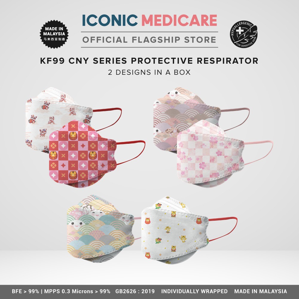 Iconic Medicare 4 Ply KF99/KF94 Medical Face Mask Respirator - CNY Series (10pcs)