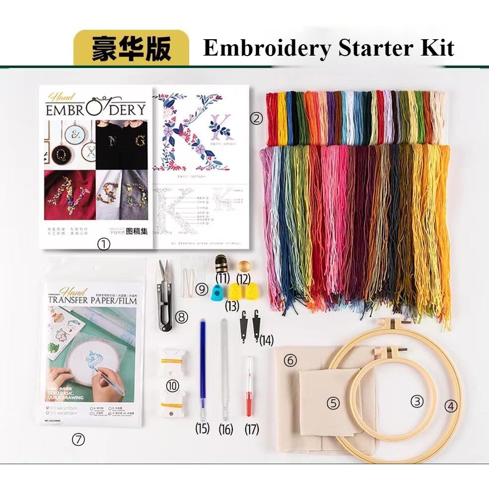 Alphabet Embroidery Starter Kit with Tools- Full Set - DIY tools - Embroidery - Set Sulaman Tangan - 创意字母刺绣套组- 初学者刺绣套组