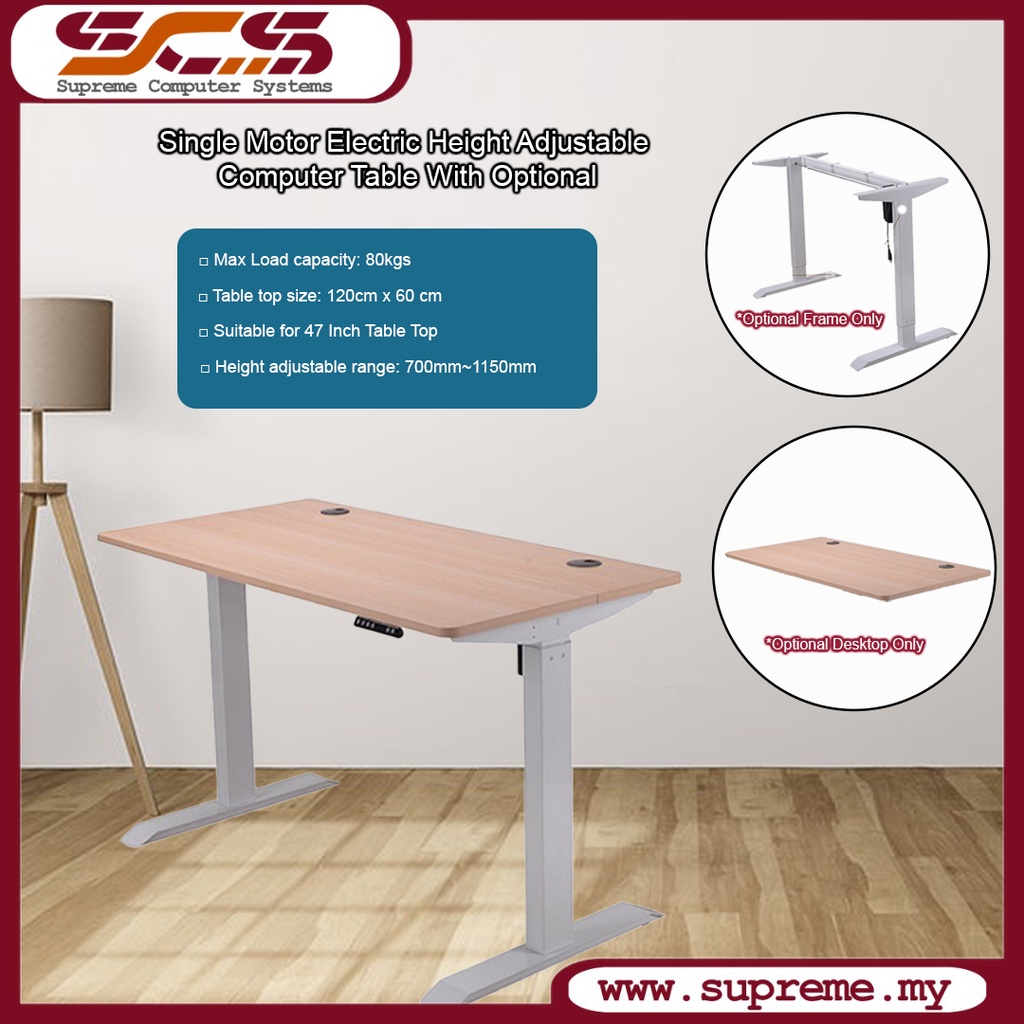Single Motor Electric Height Adjustable Table with Sit to Stand Height