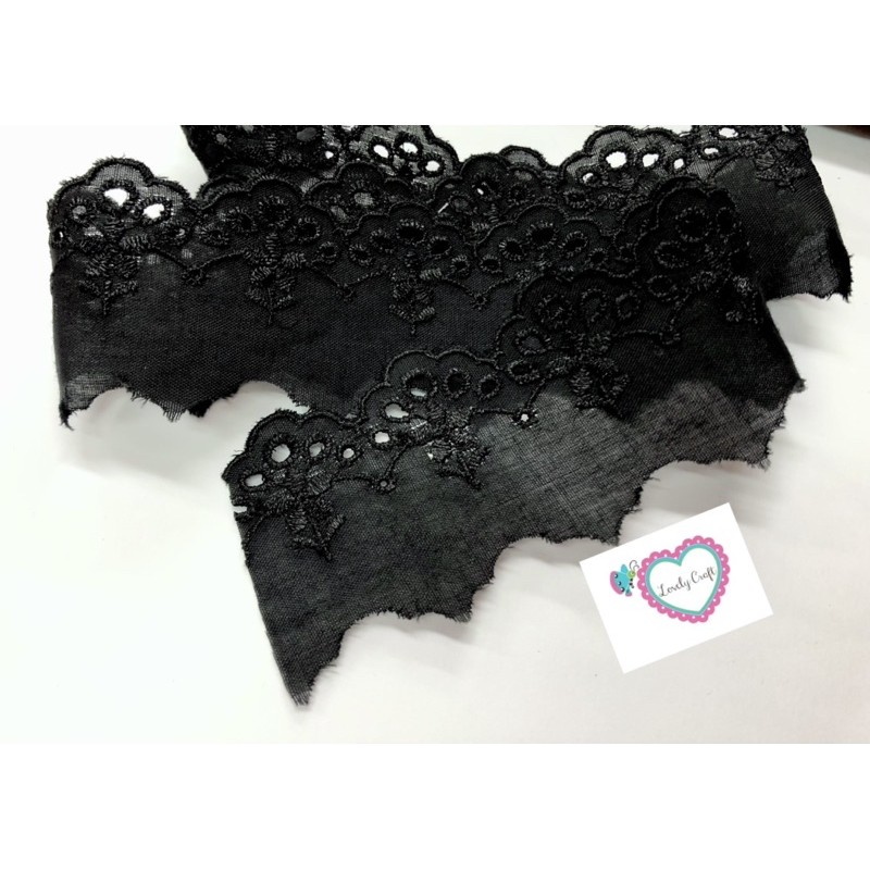 Black Color Simple TC Cotton Lace (By Pack) Renda Cotton/Renda Kain/Renda Telekung (Jual Pek)