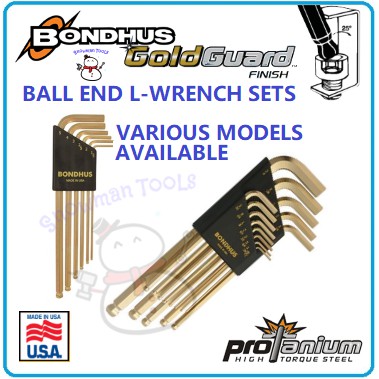 Bondhus 38092 7-Piece Ball End Hex Key L-Wrench Set – Metric, GoldGuard Finish, Long Arm