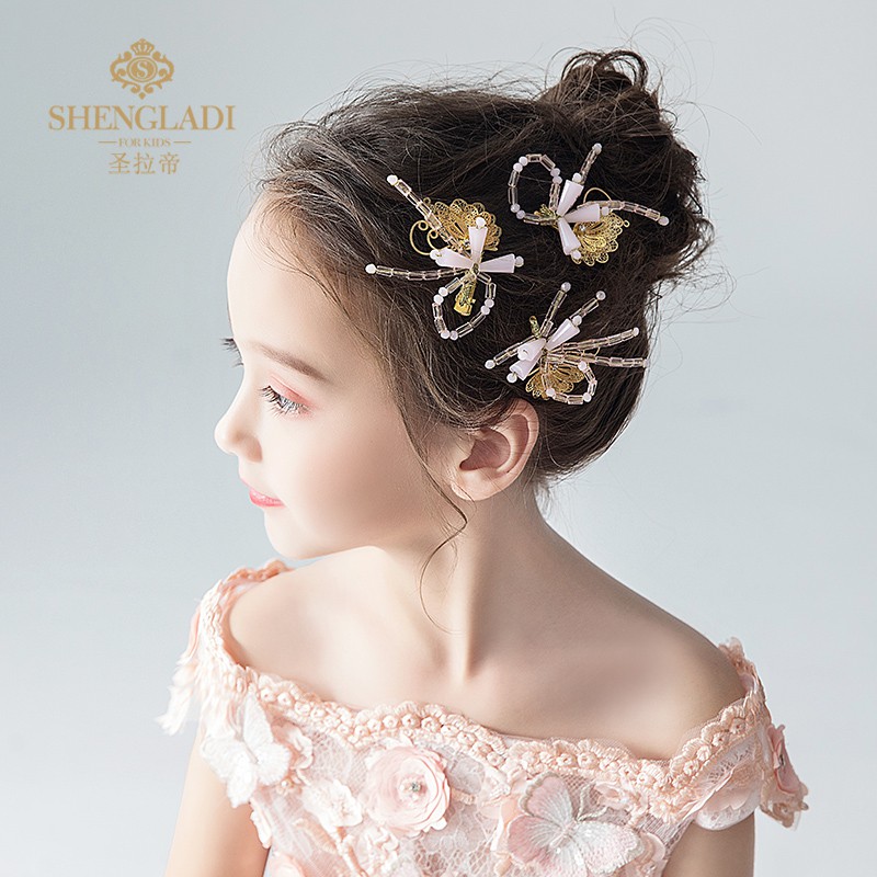 Children S Hairpin Tiara Pink Baby Flower Girl Hair Accessories Girl Hairpin Princess Cute Lady Korean Jewelry