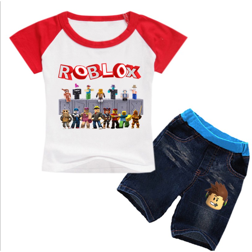 1set Suit Roblox Kids Boys Summer Short Sleeve T Shirt Shorts 2pcs Boy S Clothing Suit Shopee Malaysia - foto baju adidas roblox