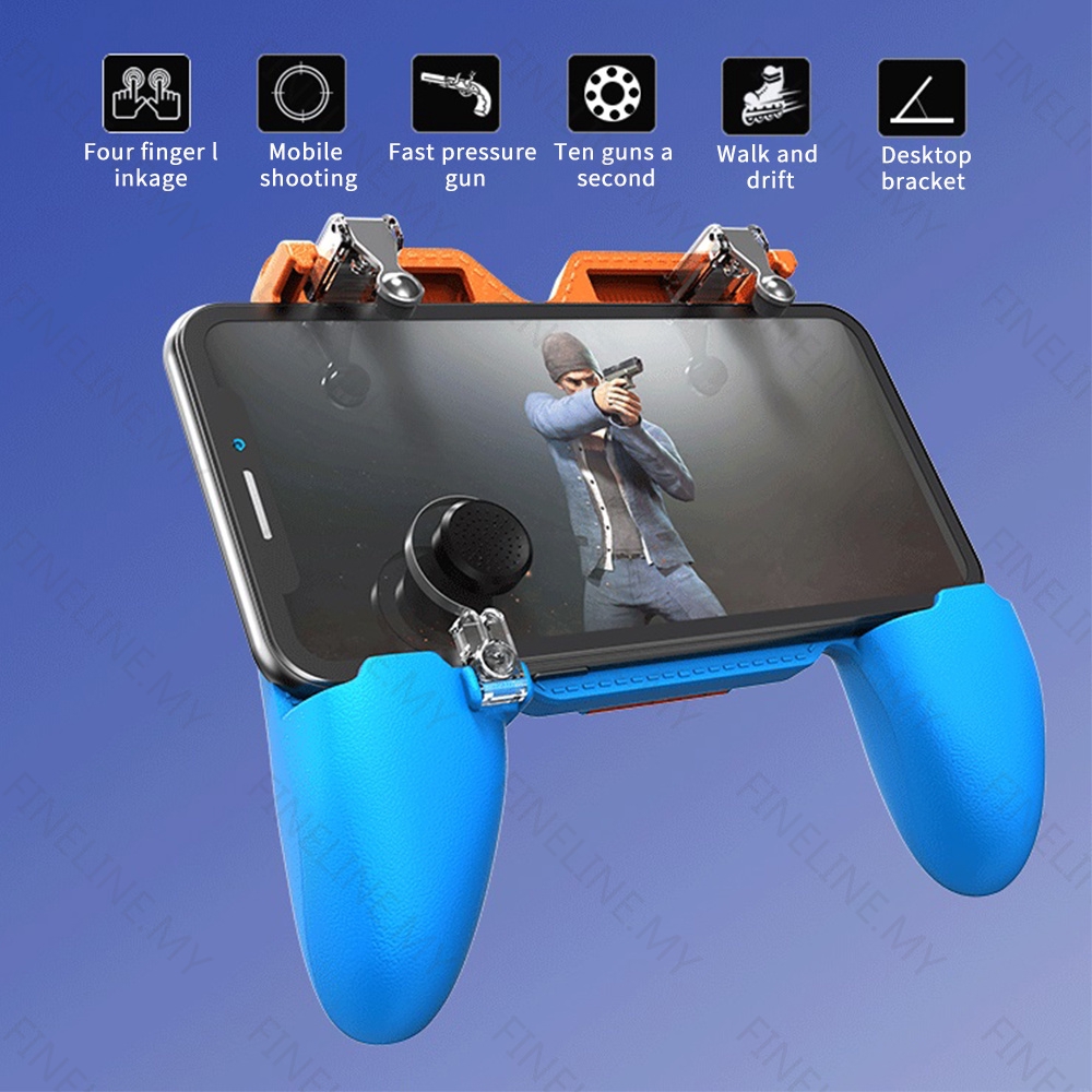 W19 Pubg Game Controller Gamepad Mobile Phone Metal Trigger Button Shoot Free Fire Gamepad Joystick For Iphone Android Gamepad