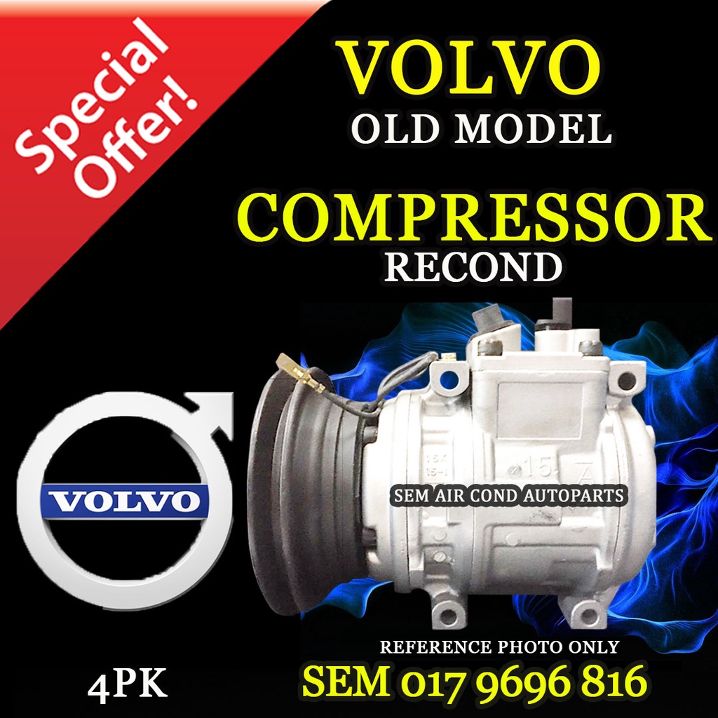 VOLVO OLD MODEL 4PK RECOND COMPRESSOR/ RECON KOMPRESOR (CAR AIRCOND SYSTEM)