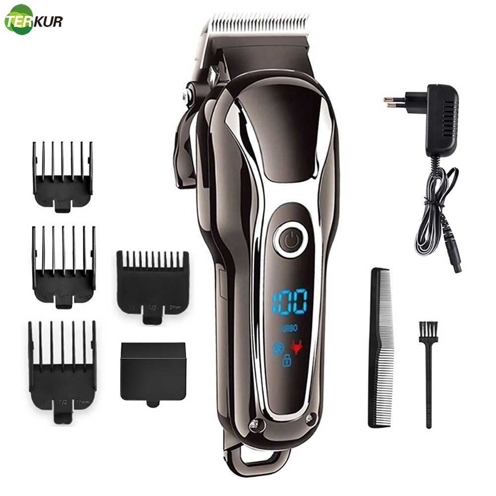 Professional Hair Clipper Men Digital Hair Trimmer LCD Electric Hair Cutting  Machine Salon Tool Haircut Cordless Rechargeable | Shopee Malaysia