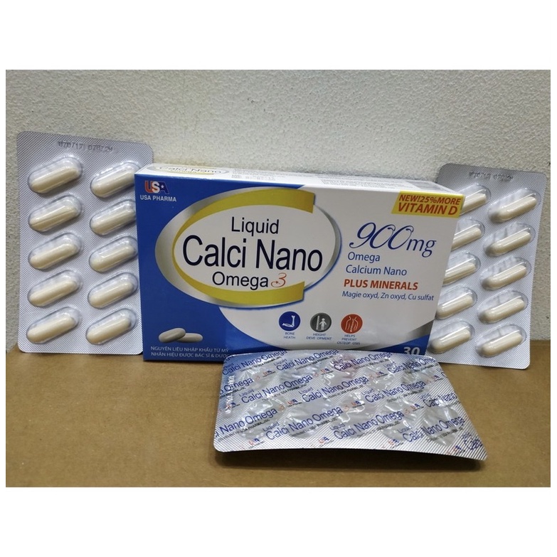 Liquid Calcium NANO OMEGA 3 supplements Box of 30 tablets to prevent