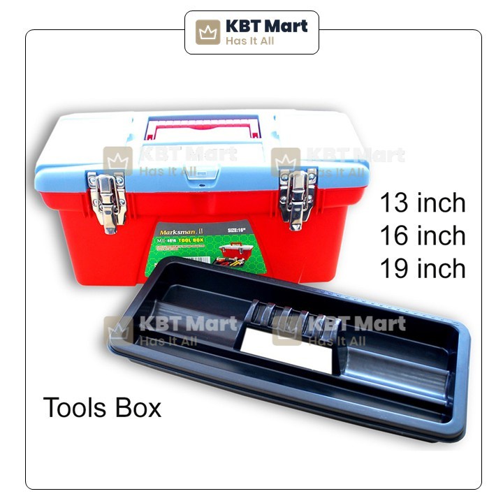 MARKSMAN Deluxe Plastic PVC Tool Box Toolbox 13" 16" 19" Inch 4013 4016