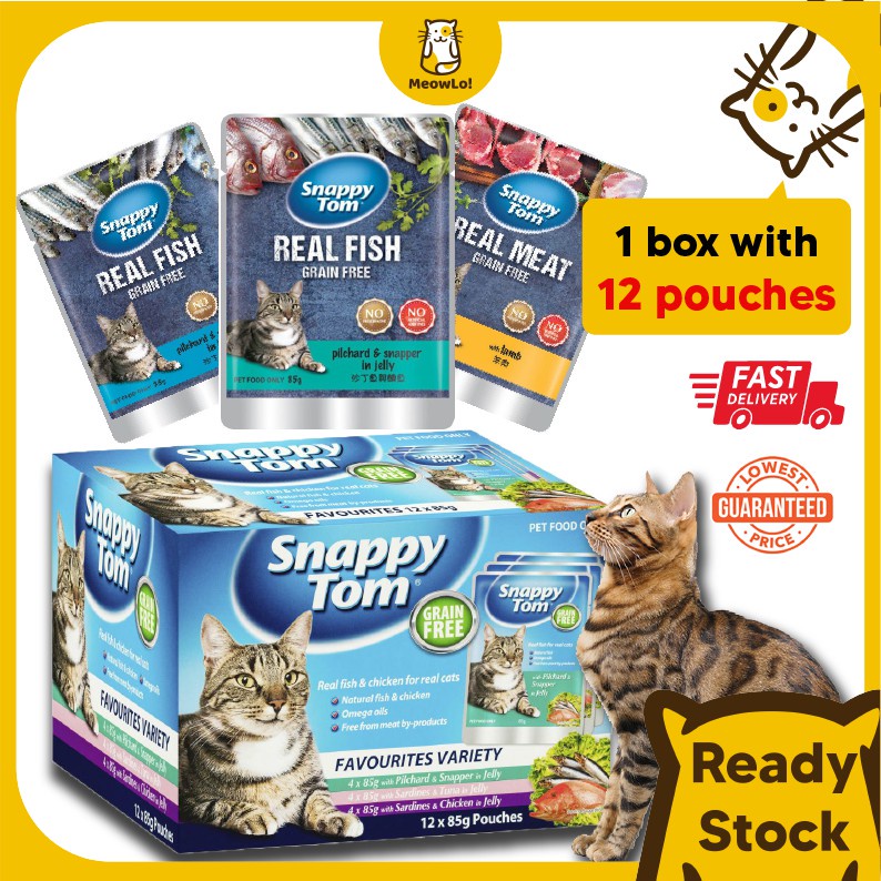 MeowLo】Snappy Tom 85g x 12pc Cat Pouch Makanan Basah Kucing 