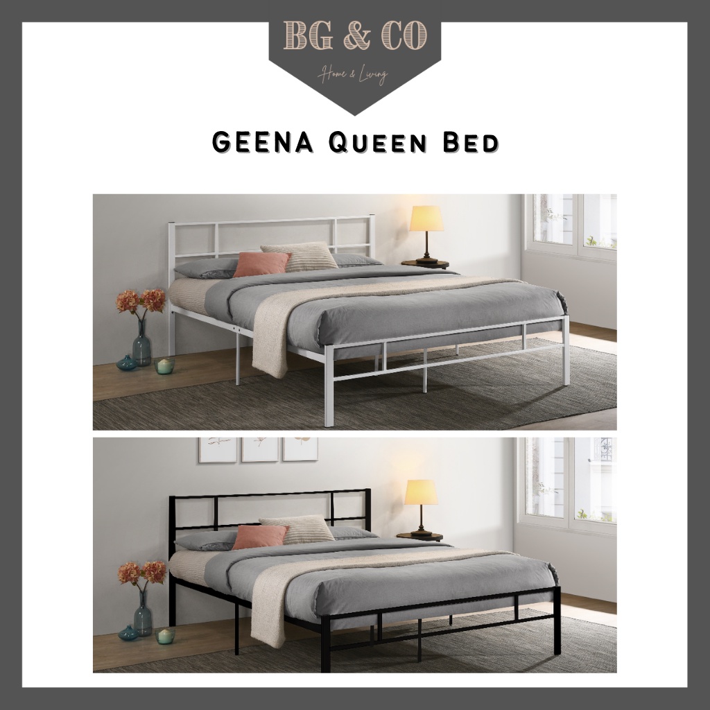 GEENA Metal Queen Bed Frame Bedframe Queen Double Bed Katil Queen Besi ...