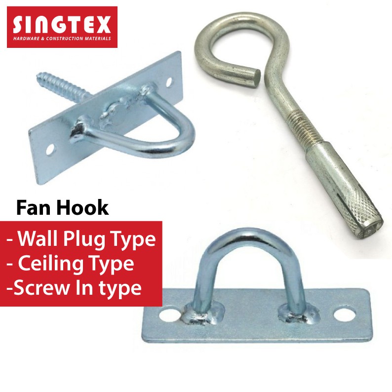 [READY STOCK] Metal Ceiling Fan Hook U Type/ U Type Hook And Nuts Fan