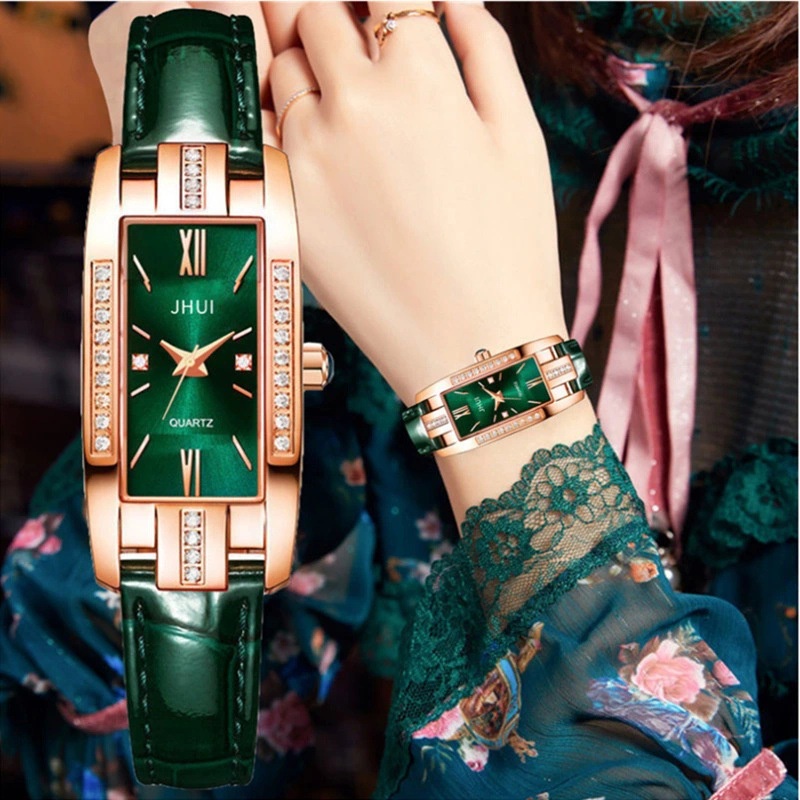 New small green watch elegant temperament Tik Tok live online celebrity fashion trend students ladies wrist watch