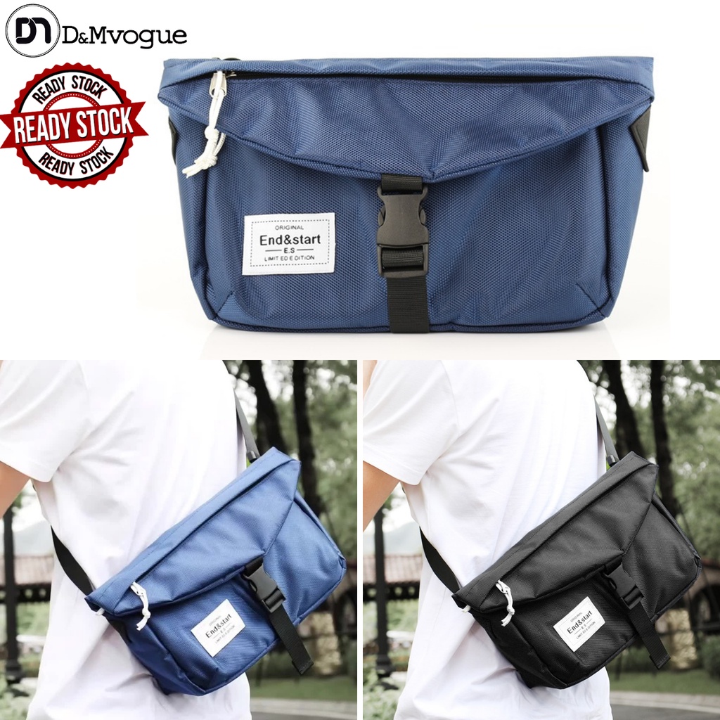 READY STOCK End & Start Shoulder Sling Bag Waist for Men Unisex Canvas Premium Rider Bag Design Travel Pouch Beg Silang