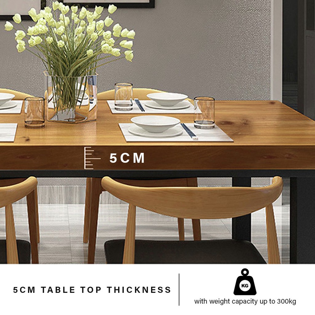 FINSSO: [180 x 80 cm] Titus Design 5 cm Solid Rubber Wood Dining Meeting Table