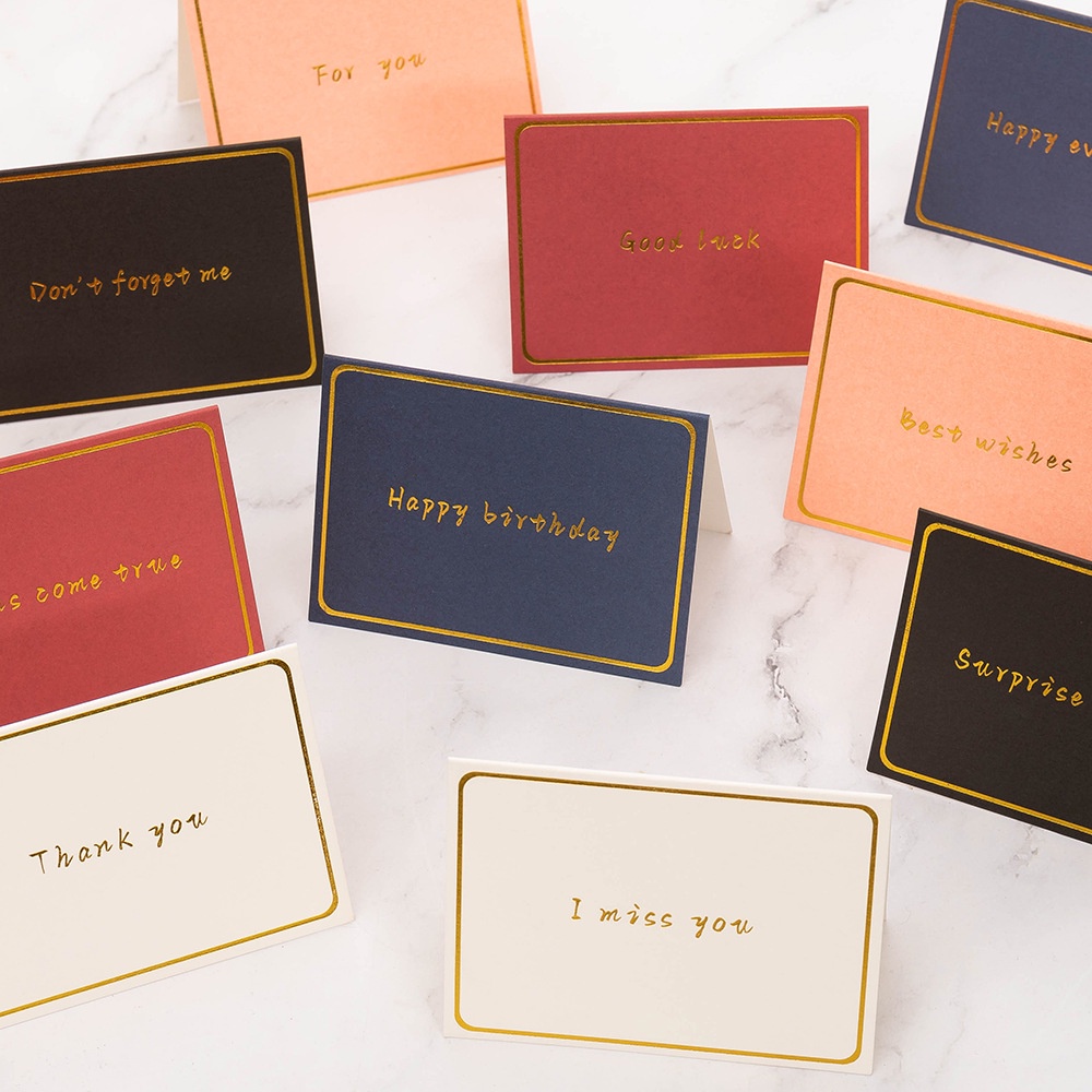 Foldable Gold Frame Greeting Card Wish Card Birthday Thank You Card Kad Ucapan Birthday Gift Wish Card 创意生日贺卡