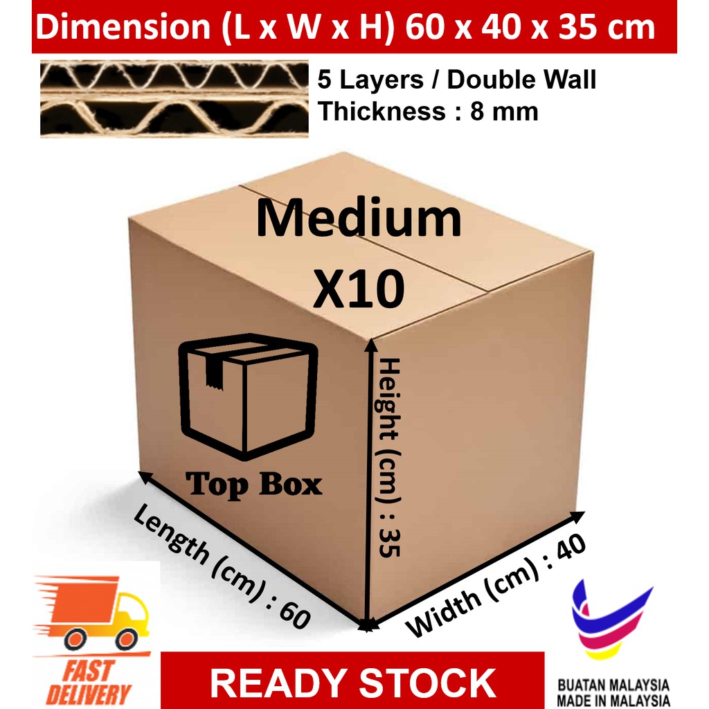 Moving Box Packaging 10 Boxes Cardboard Carton Box / Kotak Simpan ...